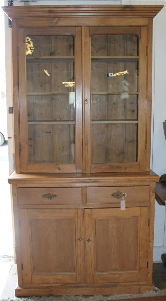 Pine glazed bookcase
